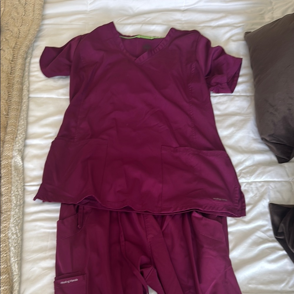 Healing Hands Burgundy Scrub Set